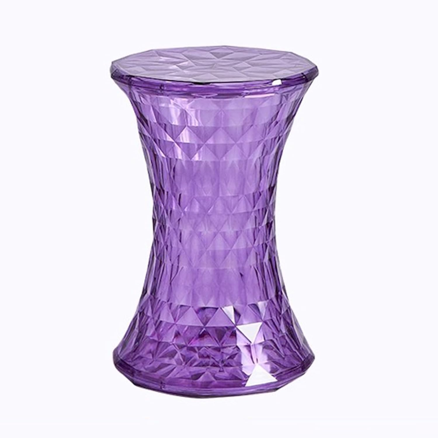 Acrylic Transparent Drum Table, Diamond Shaped Modern Vanity Stool/Side Table, Rounded and Soft Corners, Stable Support for Chair Feet, for Indoor and Outdoor Use(Yellow)