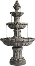 XBrand Large Outdoor Electric Bird Bath Fountain 58.3', 3-Tier Garden Water Fountain with Pump, Classic Leaf Design, Gray Resin Floor Fountain for Yard, Lawn, Patio & Porch