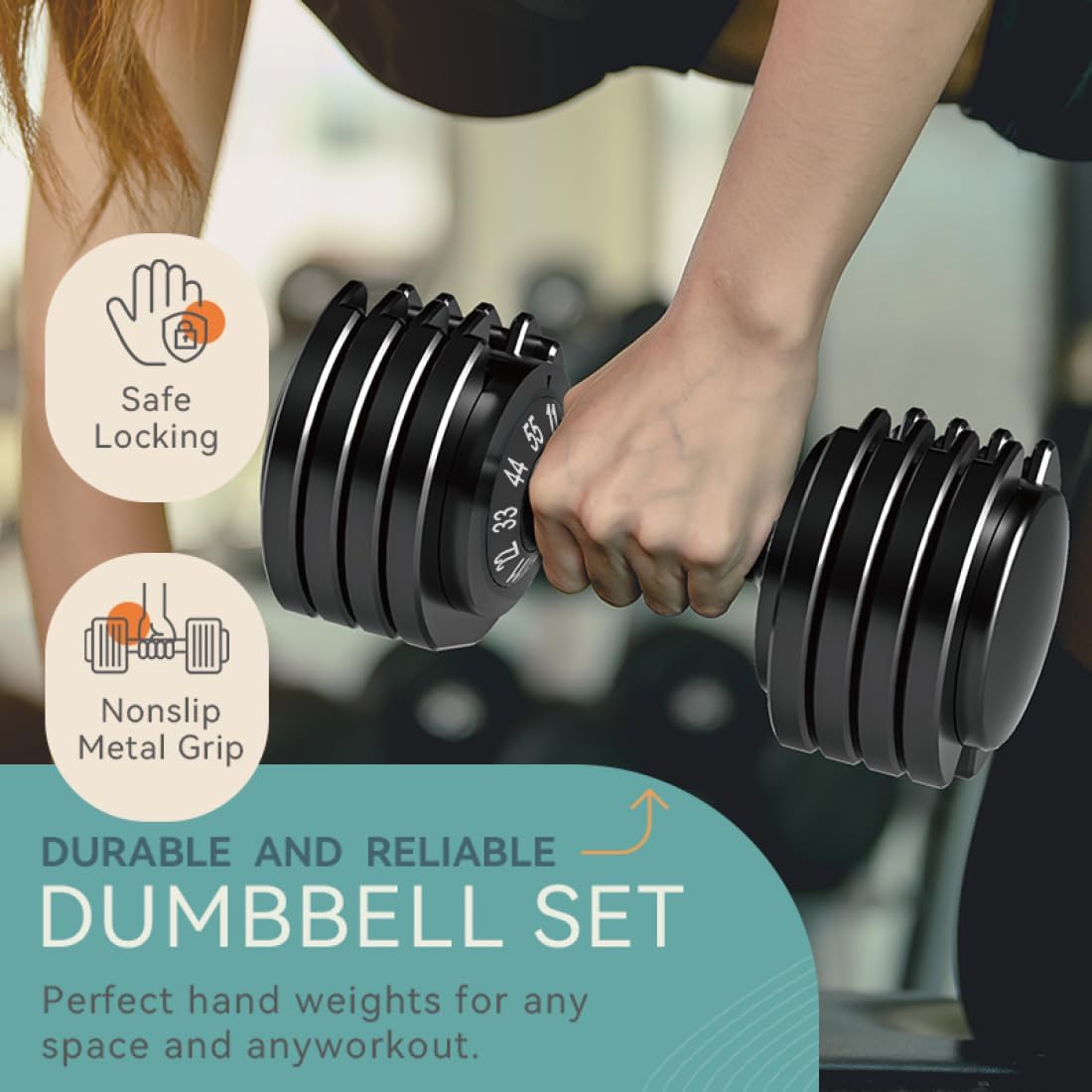 Adjustable Dumbbell Set of 2, 110lbs/50lbs Free Weights Dumbbell Set, 5-in-1/10-in-1 Quick-Lock Hand Weights, 25lbs/55lbs Pair with Anti-Slip Texture Handle, Weight Set For Home Gym Suit both Men and Women