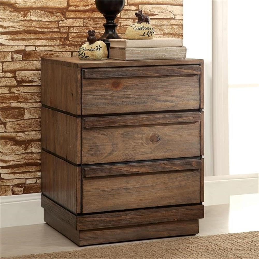 Furniture of America FOA Benjy 2-Piece Rustic Natural Tone Wood Bedroom Set - King + Nightstand