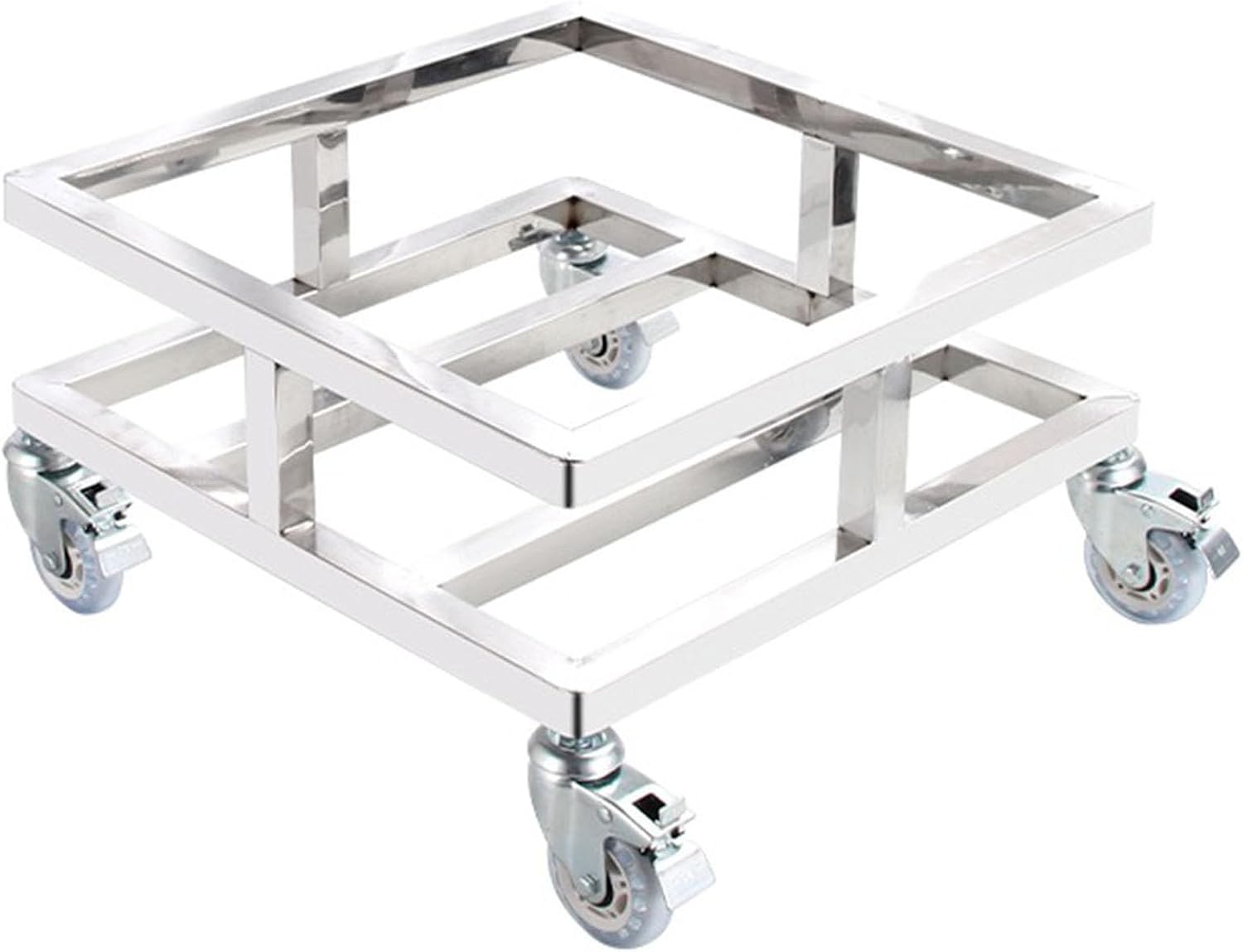 Heavy-Duty Dolly Rolling Cart with Stainless Steel Platform Base, Ideal for Plant Pots, Fryer Grease Buckets, and Car Washing Accessories, Easy Mobility Wheels