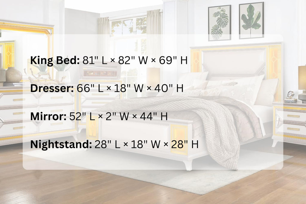 First of a Kind Claire Traditional 4 Piece King Bedroom Set with Upholstered Tufted Headboard Elegant European Inspired Design Coordinated Furniture Collection