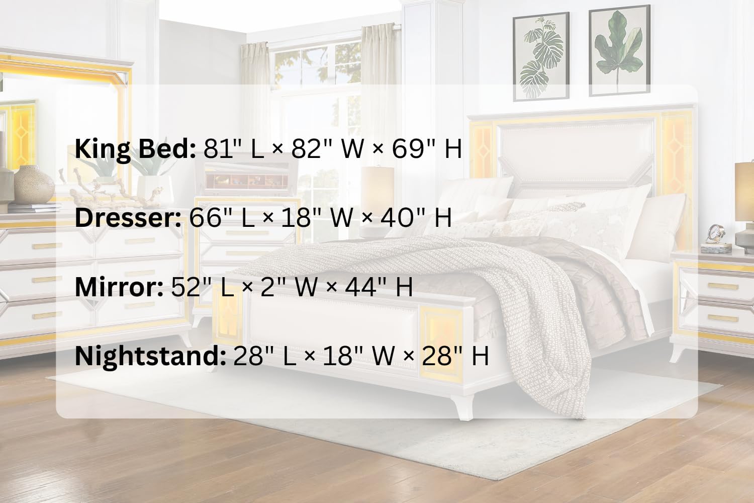 First of a Kind Claire Traditional 4 Piece King Bedroom Set with Upholstered Tufted Headboard Elegant European Inspired Design Coordinated Furniture Collection