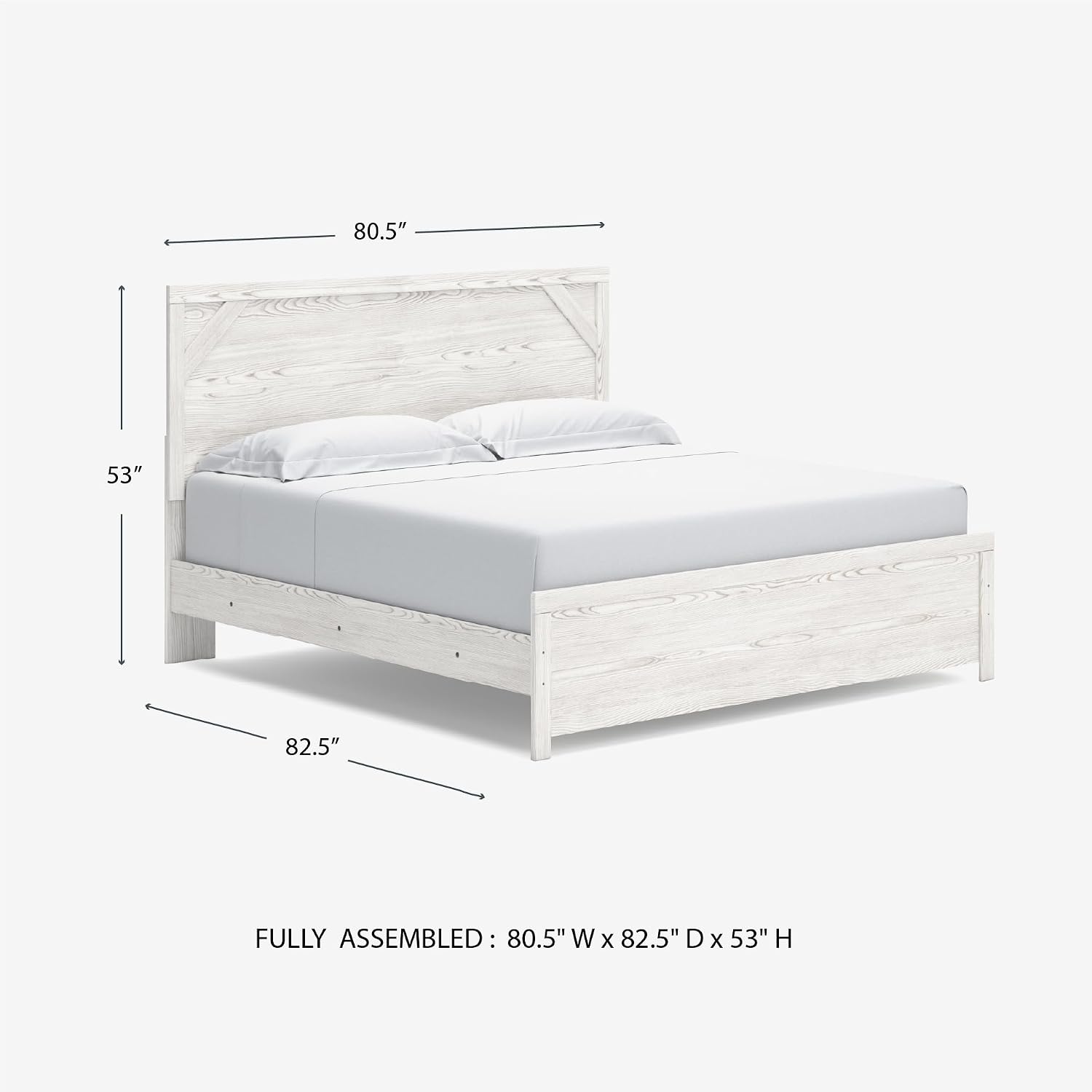 Signature Design by Ashley Gerridan Vintage King Panel Bed with Metal Slats, Foundation or Box Spring Needed, White