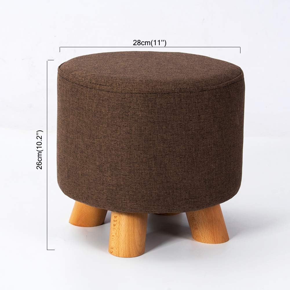 BTZHY Vanity Chair,Makeup Stool Solid Wood Linen Pouffe Footstool Foot Rest Ottoman,Padded Puff Seat Foot Rest Chair Home Office-a 28x28x26cm