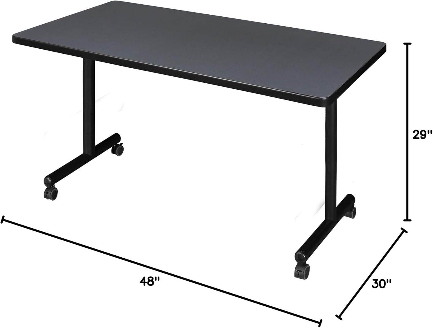 Regency Kobe 48 x 30 in. Mobile T-Base Training Seminar Table- Grey