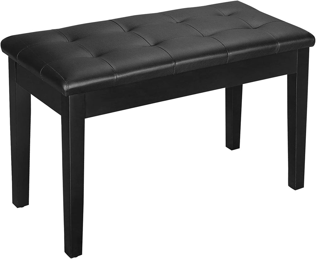 Setting Piano Bench with Storage Compartment, Thick Padded Leather Cushion Keyboard Bench for Music Books, Vanity Stool, Tufted Wooden Seat, 29x13x19 Inches (440LB Capacity) (Black)