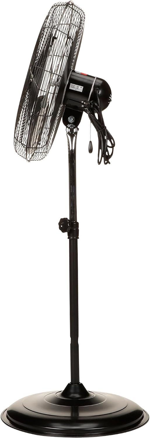 TPI Corporation CACU-20-P Air Circulator Commercial Pedestal Fan - 120v High Velocity Standing Fan for Versatile Use - Single Phase Non oscillating Aluminum Blade Fan - UL/C-UL Listed, Black