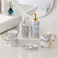 Vanity Bathroom Decor, Ceramic Bathroom Accessory Set Fashion Marble Pattern European Style Bathroom Kit for Housewarming Gift Housewarming Gift(A)