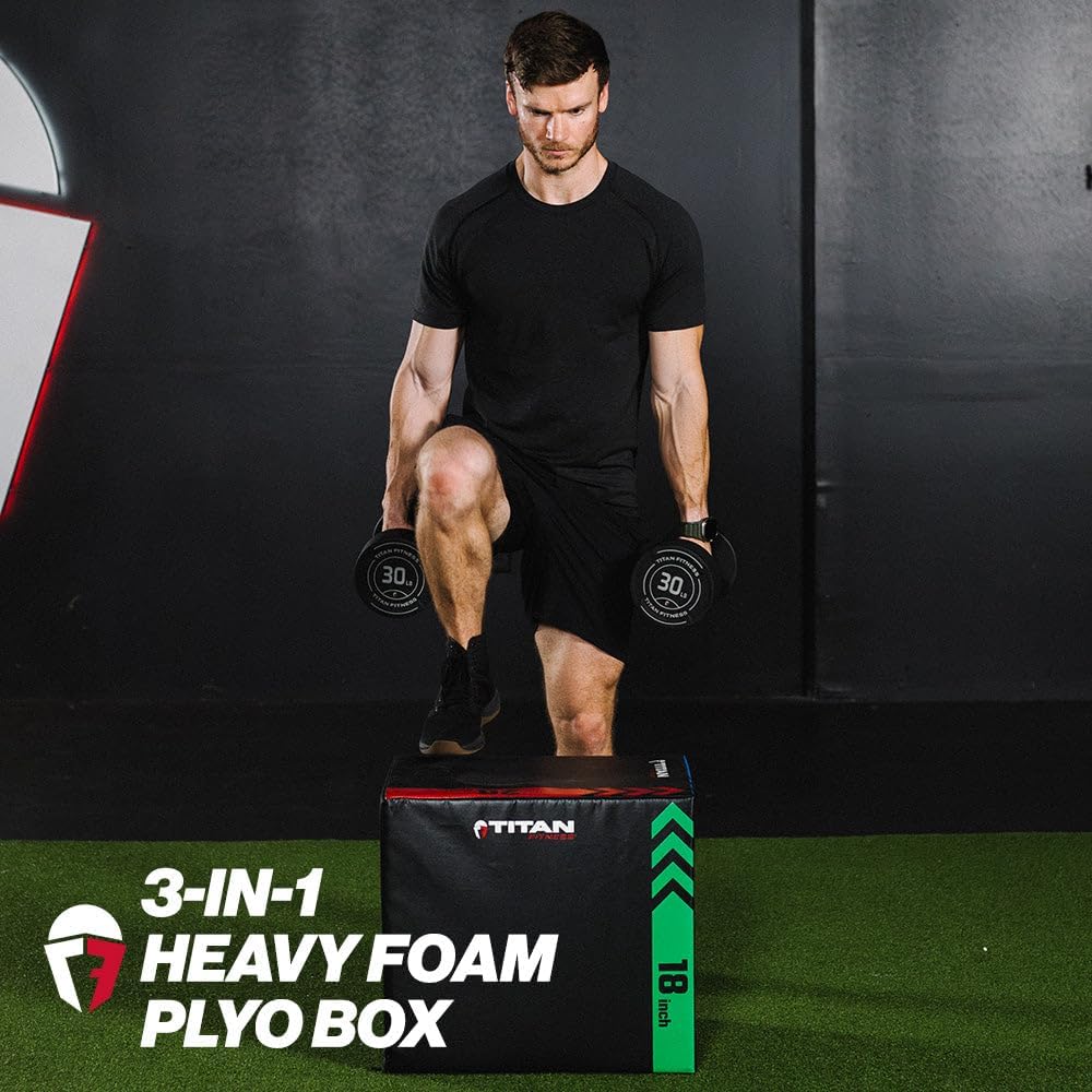 Titan Fitness Heavy Foam Plyometric Box - Pro-Duty HIIT Exercise Foam Plyo Step-Up, Box Squat, Home Garage Gym Training, Youth & Regular Sizes