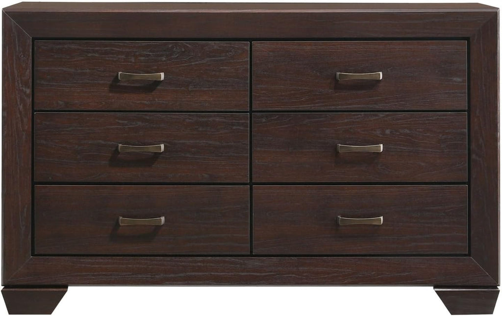 Oatfield Dark Cocoa 4-Piece Eastern King Bedroom Set - Transitional Wood-Paneled Bedroom Furniture