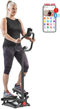 Sunny Health & Fitness Smart Stair Stepper Machine for Home Workouts with Handlebar, Resistance Bands, Bluetooth & SunnyFit App, Space-Saving Low-Impact Cardio Stepper