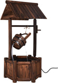S AFSTAR Wishing Well Water Fountain, Rustic Wood Outdoor Waterfall Fountain with UL Certificated, Garden Wishing Well, Electric Pump Wishing Wells for Outdoor Yard Garden Backyard Decoration