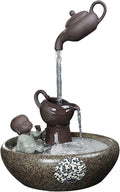 Tabletop Water Fountain 16.1' Tall Indoor/Outdoor Tabletop Water Fountain Creative Chinese-Style Magic Teapot Waterfall Fountain - Gifts for Friends for Good Luck Home Decor