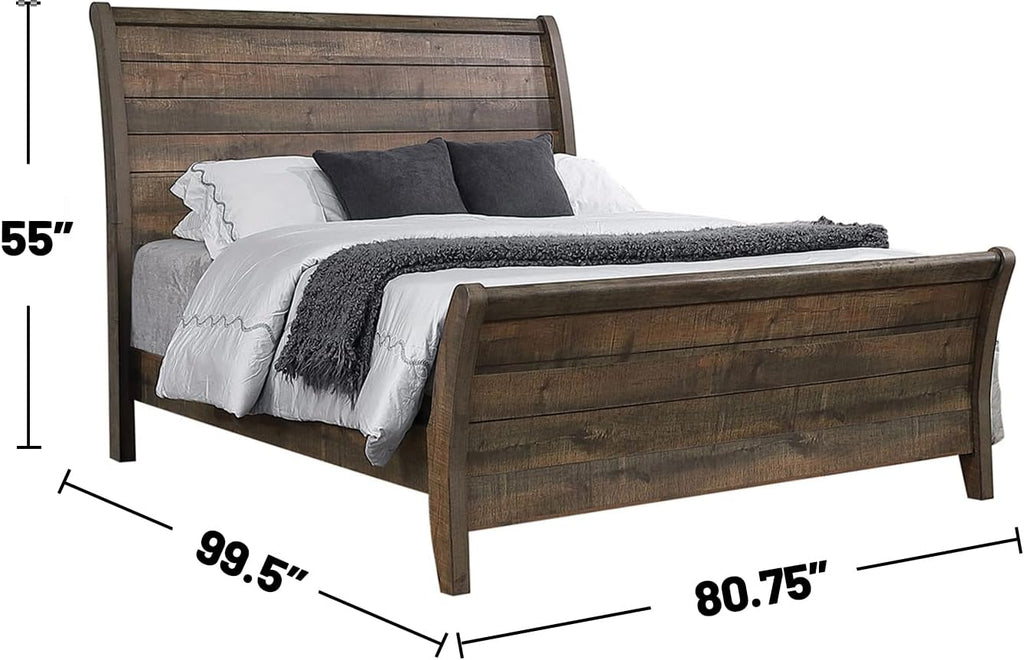 Coaster Frederick California King Bed 4-Piece Set, Weathered Oak