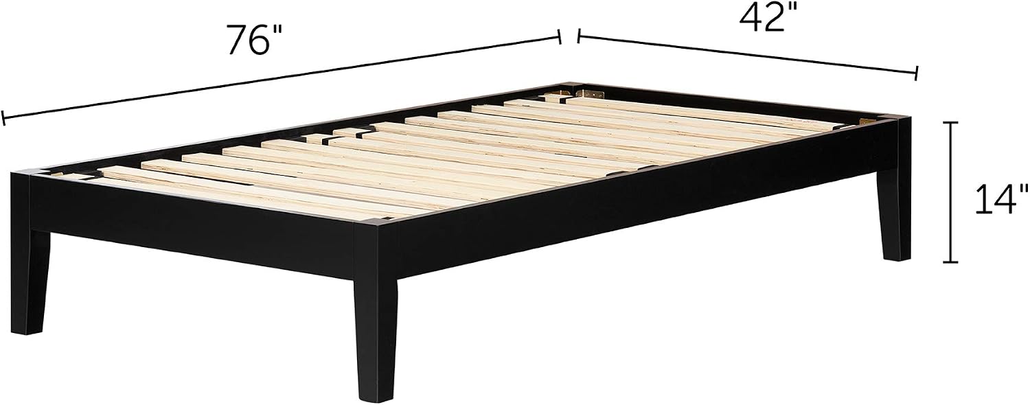 South Shore Vito Platform Bed, Twin, Black