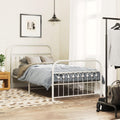Steel Bed Frame with Footboard White Queen/Twin Size Platform Bed Frame Metal Slats Underbed Storage for Bedroom Furniture