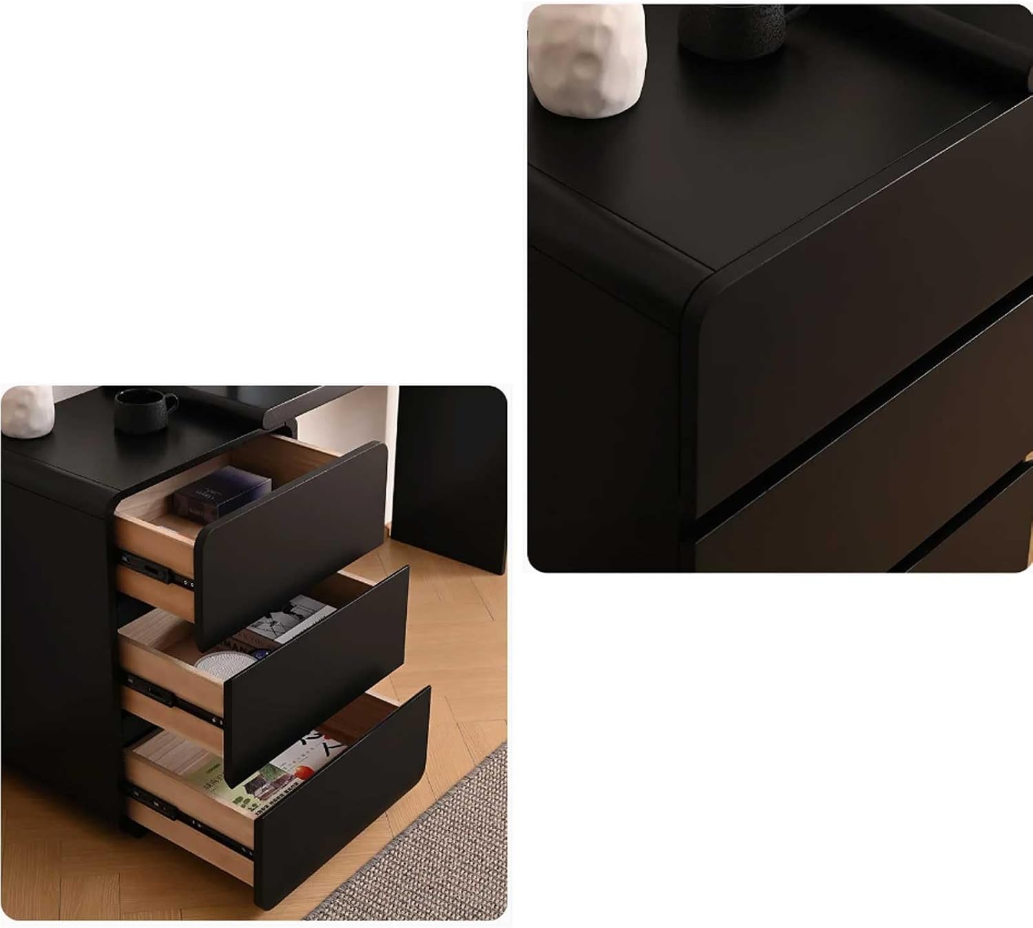 Makeup Vanity Desk Makeup Table Solid Wood Dresser Simple Modern Multiple Level Lockers Integrated Movable Corner Dresser Dressing Table(Walnut,130cm)