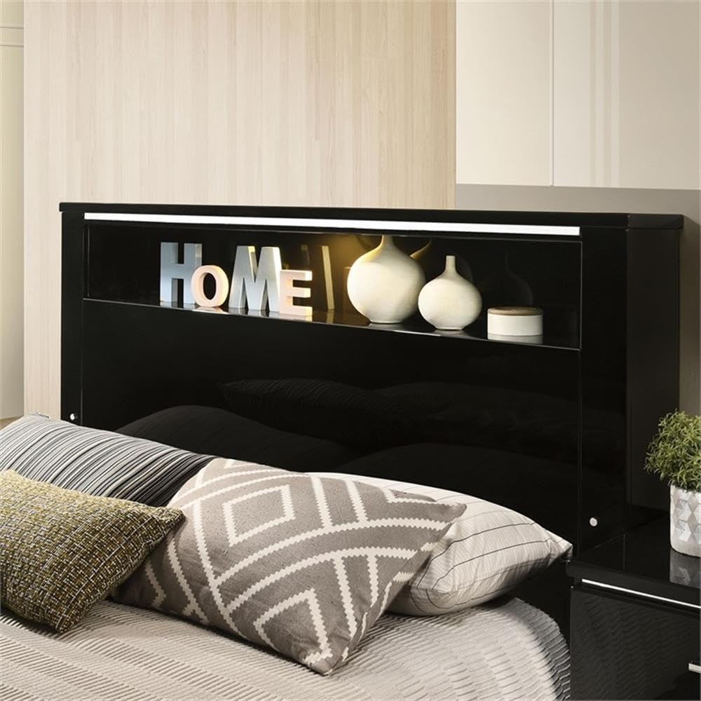 Furniture of America FOA Ryant Contemporary 3-Piece Black Wood Bedroom Set - King + 2 Nightstands