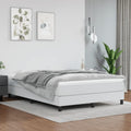 White Faux Leather Full Bed Frame with Plywood Slats, Modern Minimalist Platform Bed for Adults, Durable Engineered Wood Construction, Easy Assembly and Effortless Cleaning,