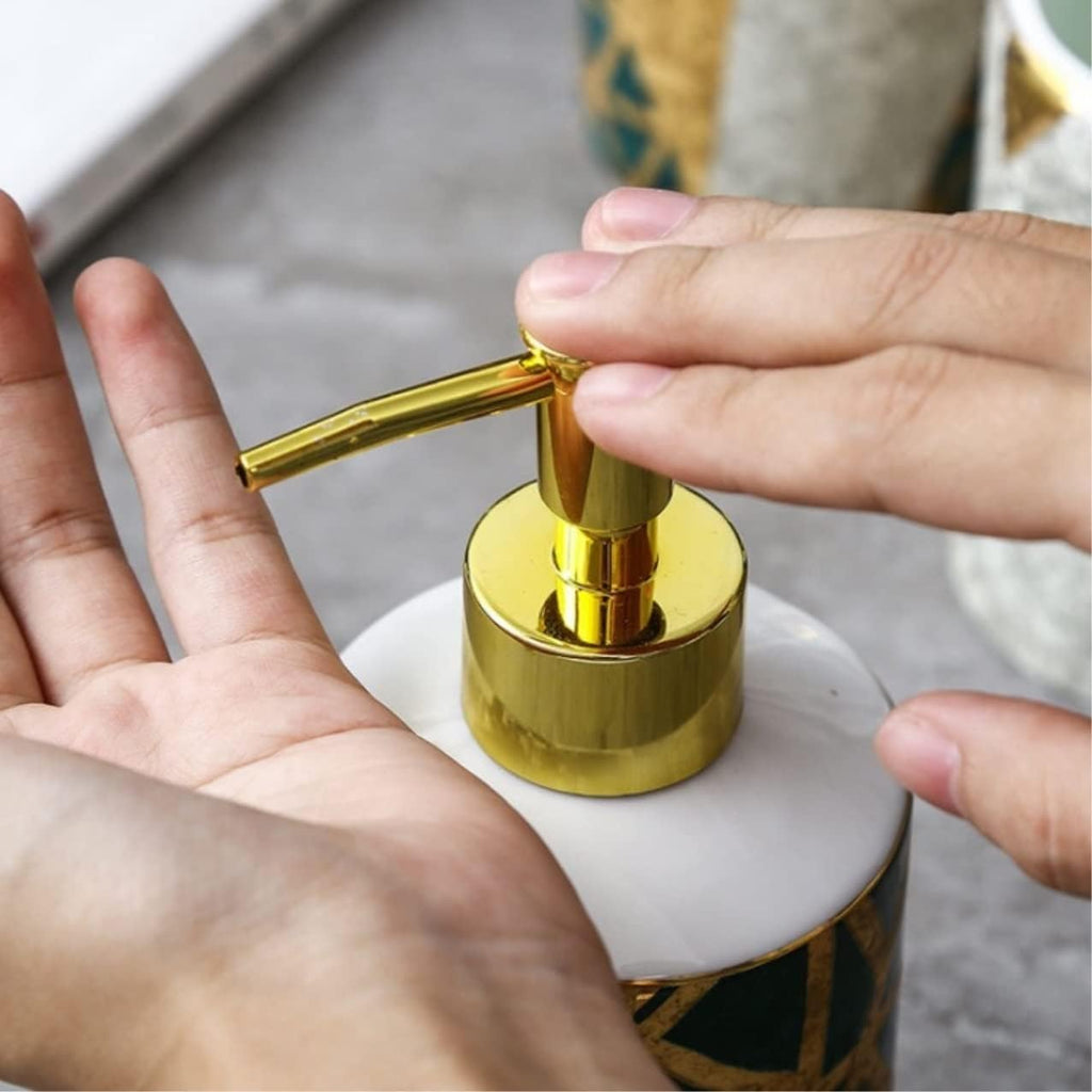 Vanity Bathroom Decor, Household Nordic Marble Bathroom Accessory Set Green and Phnom Penh Ceramics Bath Set for Housewarming Gift Housewarming Gift
