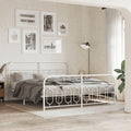 White Steel Full Bed Frame Modern Rectangular Design with Under Bed Storage and Breathable Material, Sturdy Metal Construction for Bedroom, Easy Assembly