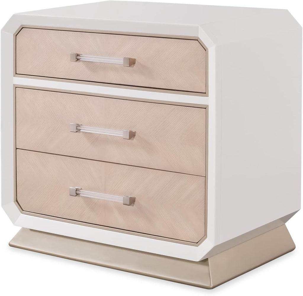 First of a Kind Dior Two Tone Luxury 4 Piece Queen Bedroom Set with Upholstered Tufted Headboard Modern Glam Design Coordinated Furniture Collection