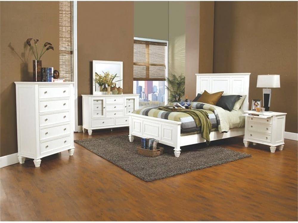 Coaster Sandy Beach California King Bed 4-Piece Set, Cream White
