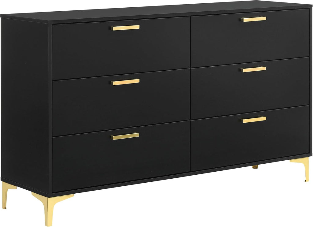 Black/Gold 4-piece Tufted Panel Eastern King Bedroom Set