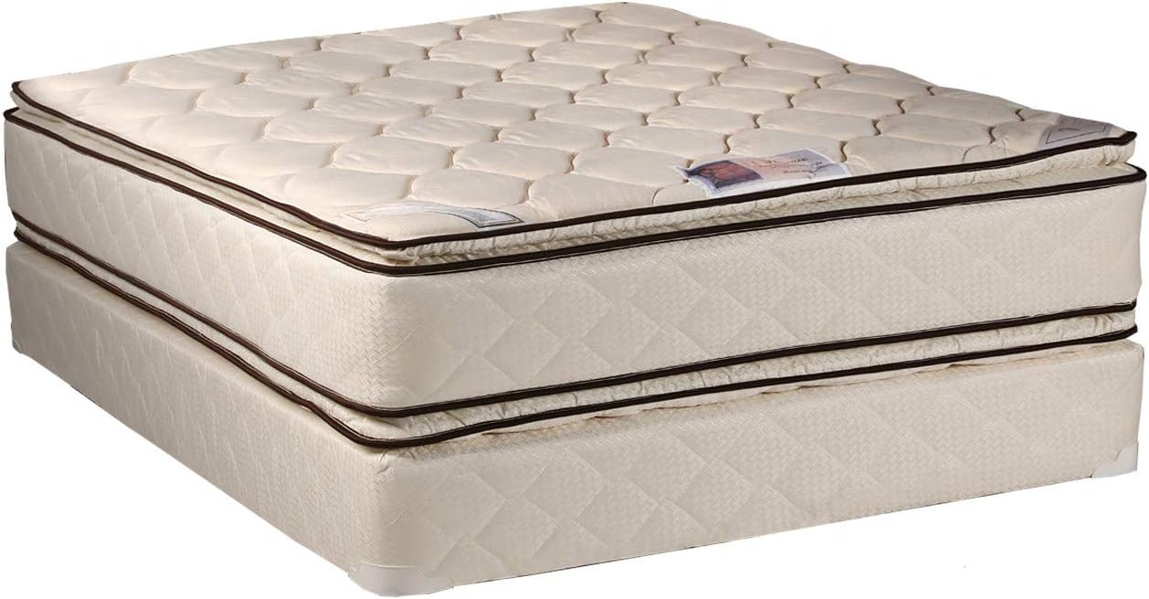 Dream Solutions USA DS USA Coil Comfort 2-Sided Medium Firm PillowTop Mattress Set with Metal Bed Frame - Sleep System, Spine Support, Orthopedic, Longlasting Comfort (Queen 60'x80'x11')