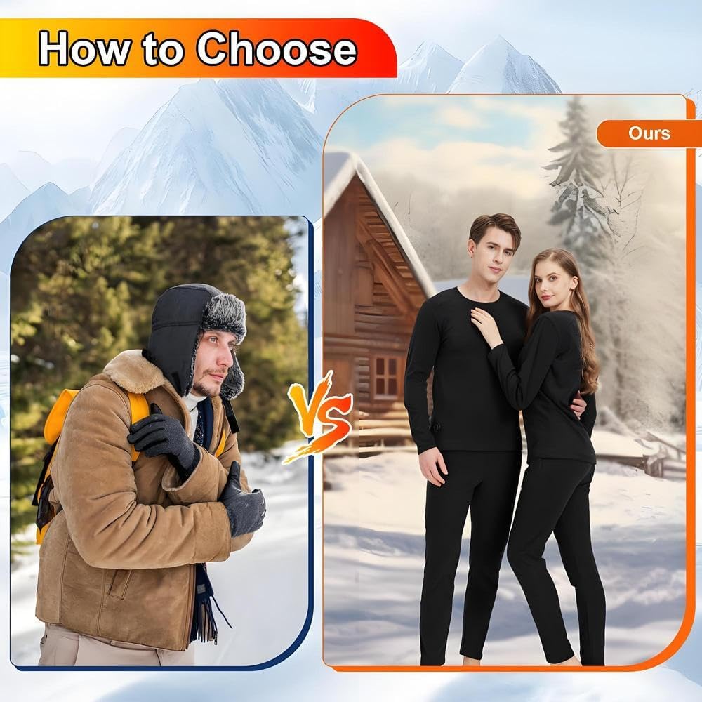 Heated Thermal Underwear for Men Women USB Charge 42 Zone Intelligent heated long johns for Men Women Set & S-4XL