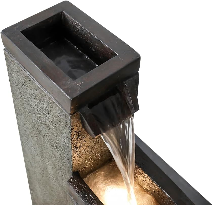 SunJet 4-Tier Modern Water Fountain, Indoor/Outdoor Resin Water Fountains with Soothing Water Sounds, Perfect for Garden, Patio, Home & Office, 12.5' L x 9.4' W x 39.3' H