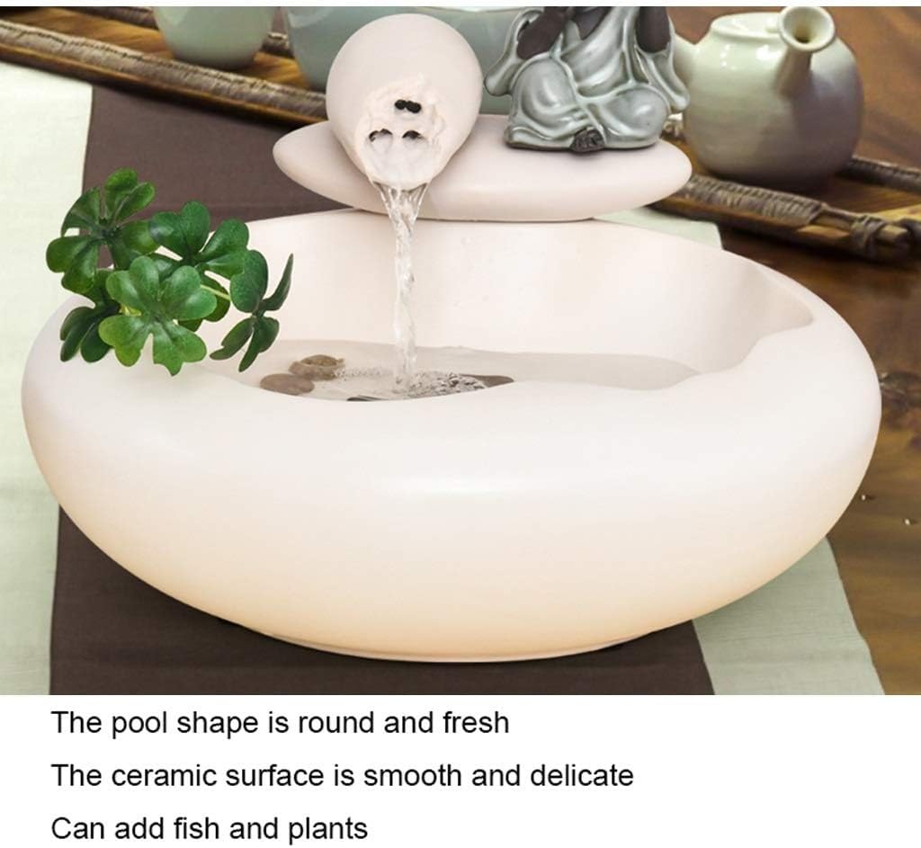 Small Indoor Water Fountain Water Features Outdoor Tabletop Fountain Indoor Tabletop Decoration Fountain Ceramic Zen Meditation Waterfall(Color:a,Size:)