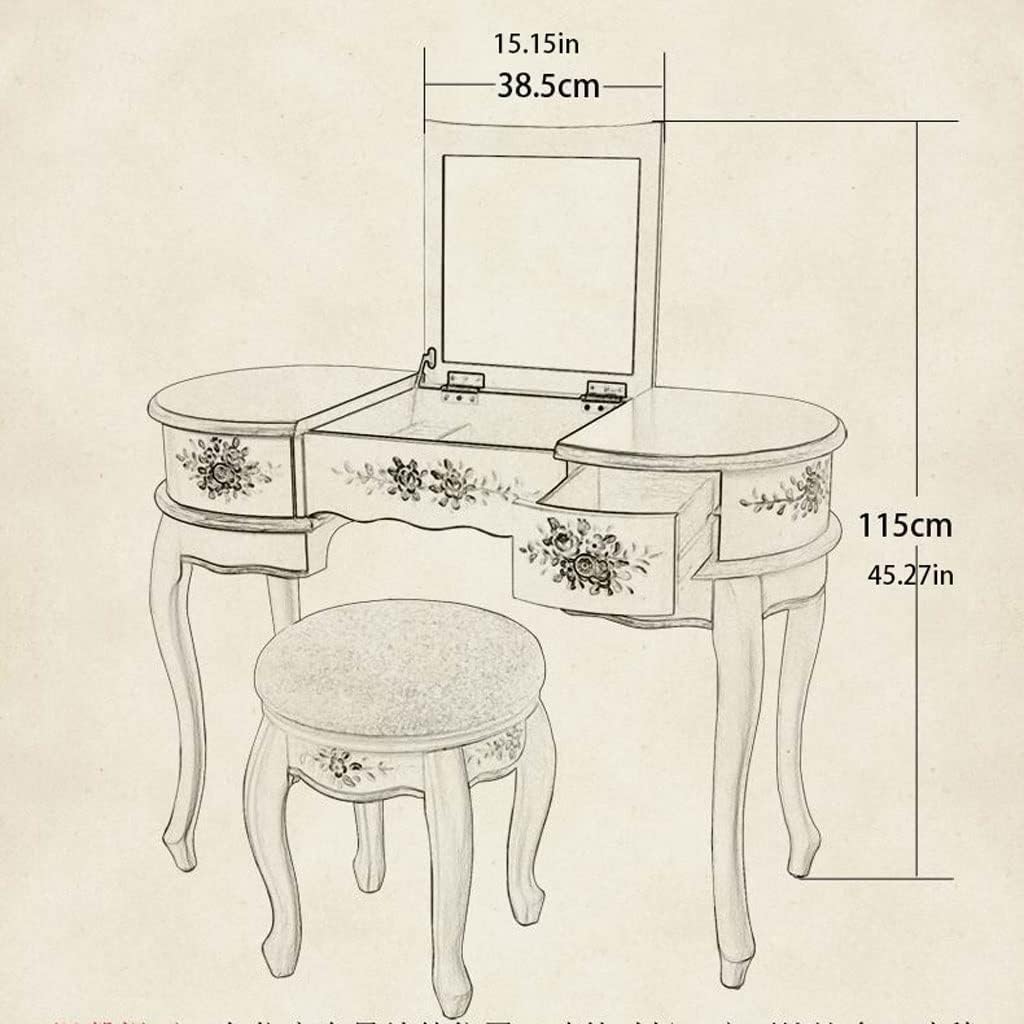 Vanity Benches Vanity Desk Set Retro Small Bedroom Dresser Flip Mirror Dresser Ladies Dresser Multifunctional Table with Stool (Color : A)