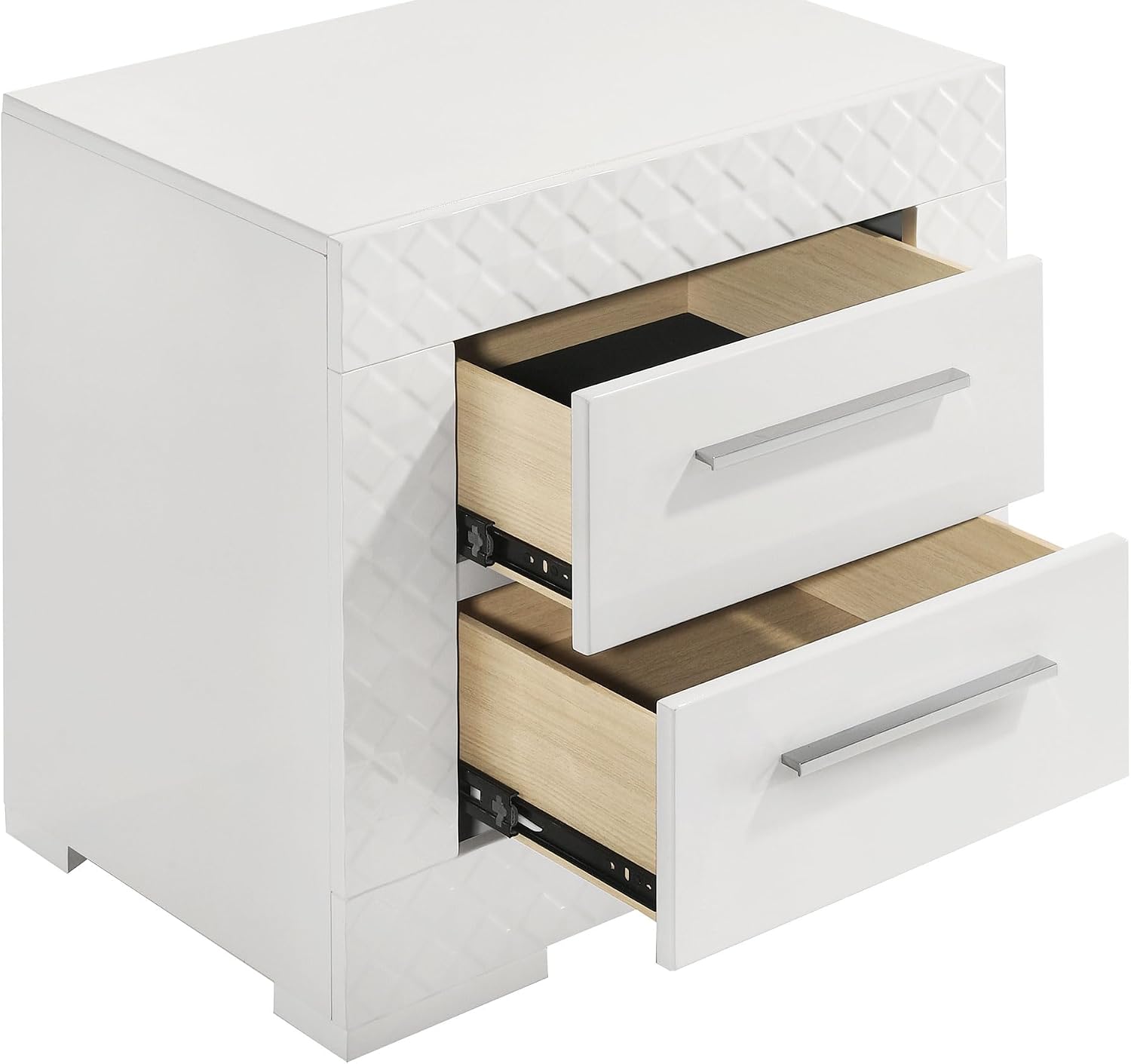 Coaster Home Furnishings Ives Contemporary 4-Piece Bedroom Set Eastern King Size LED Panel Bed Frame 57-inch Headboard White High Gloss 224941KE-S4