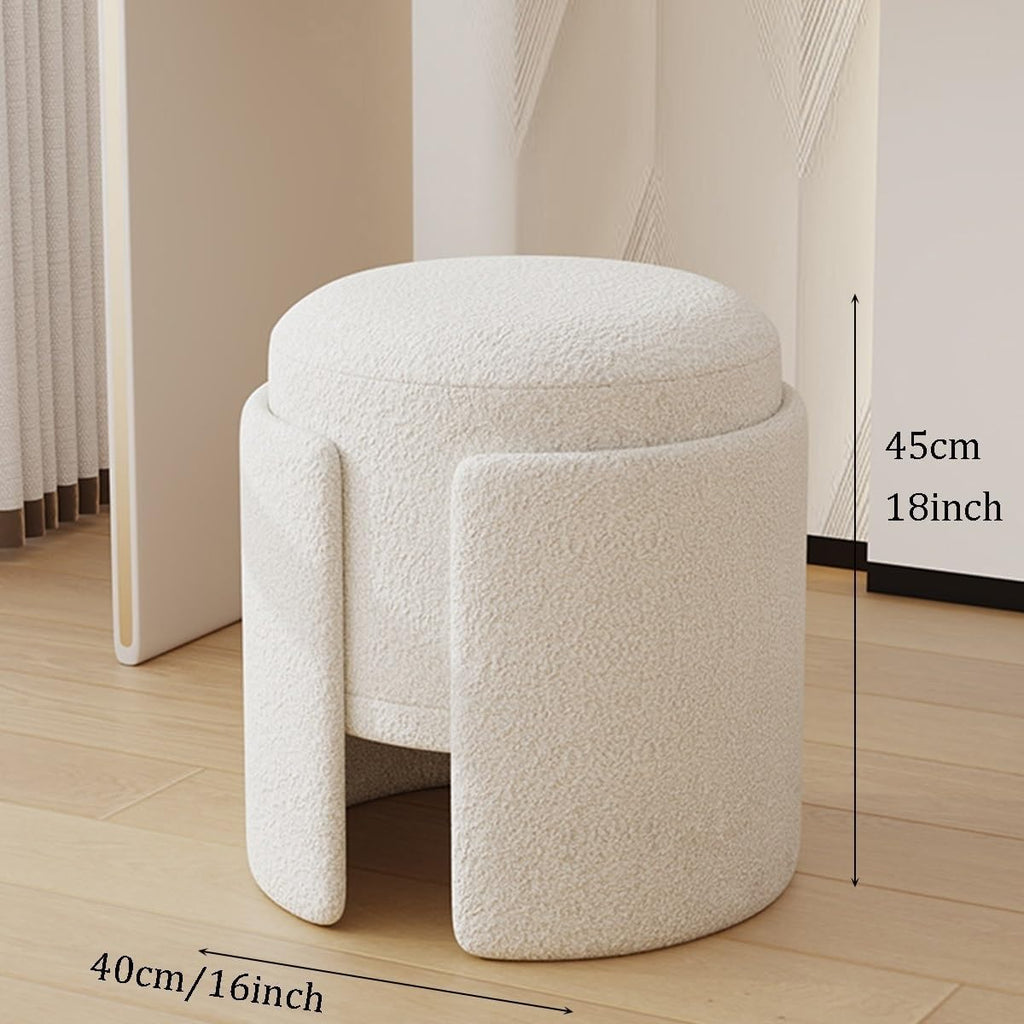 Modern Upholstered Ottoman Soft Dressing Foot Stool Comfortable Vanity Stool End Table Pouf Under Desk for Makeup Room, Living Room, Bedroom, Entrance(Brown)