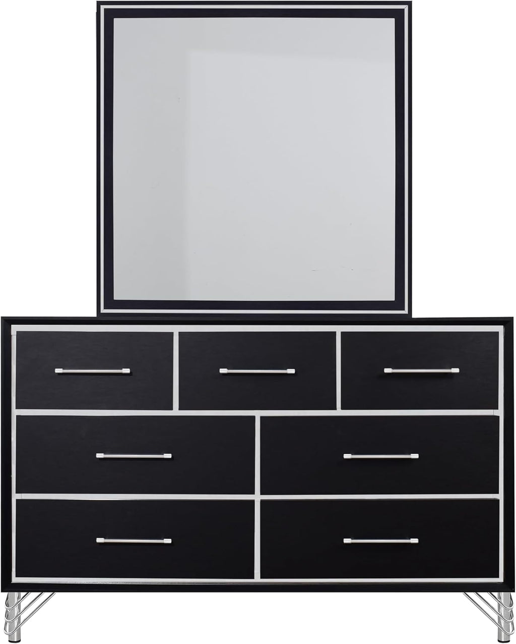 New Classic Furniture Ava 4-Piece Wood Queen Bedroom Set with Nightstand, Ebony Black
