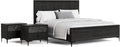 Furniture of America Glint Modern 3-Piece Solid Wood Bedroom Collection with King Bed Frame and USB Charger Nightstands Set of 2, for Home, Guest Room, Box Spring Needed, Espresso