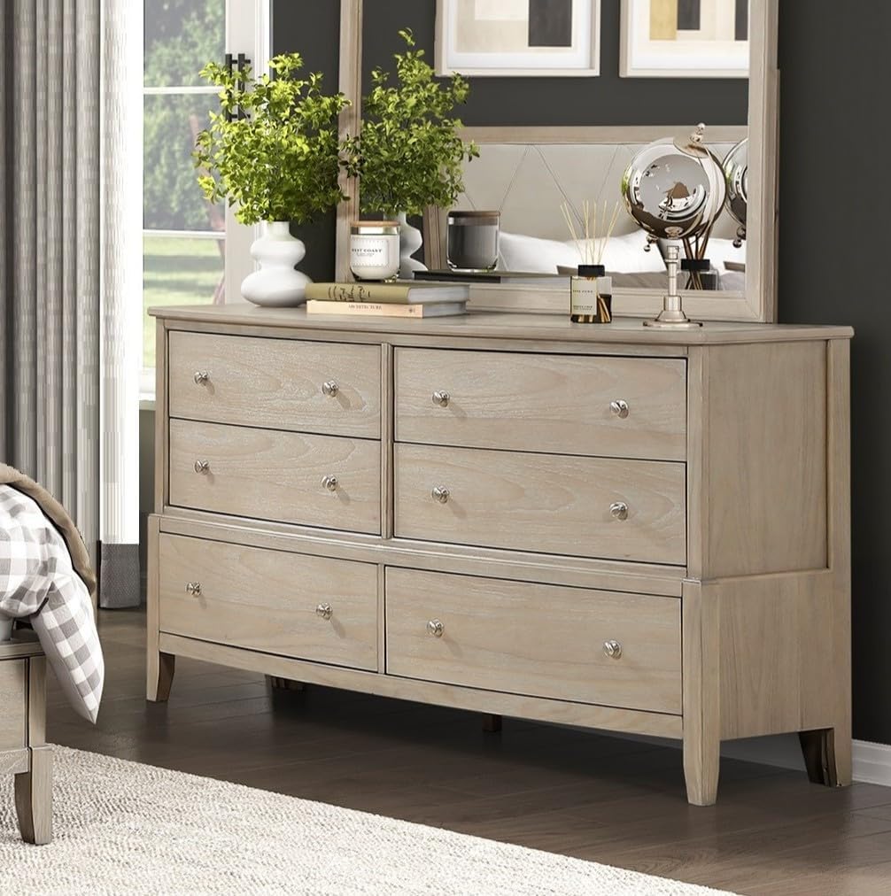 4-Pieces Upholstered King Bed Set Beige Finish Modern Farmhouse Style Durable Wooden Furniture