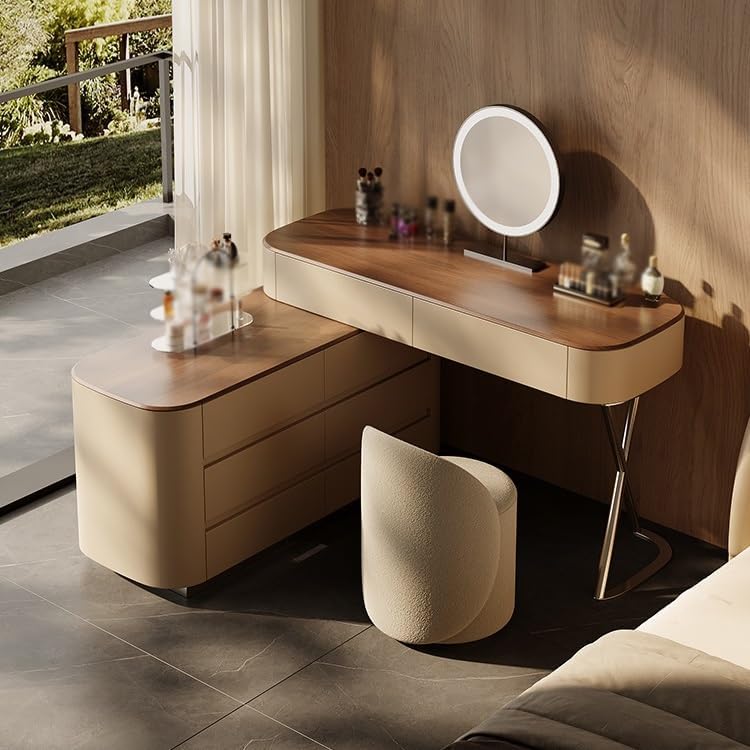Makeup Vanity Dressing Table with Cabinet Corner Dressing Table Home Bedroom Dressing Table Wooden Vanity
