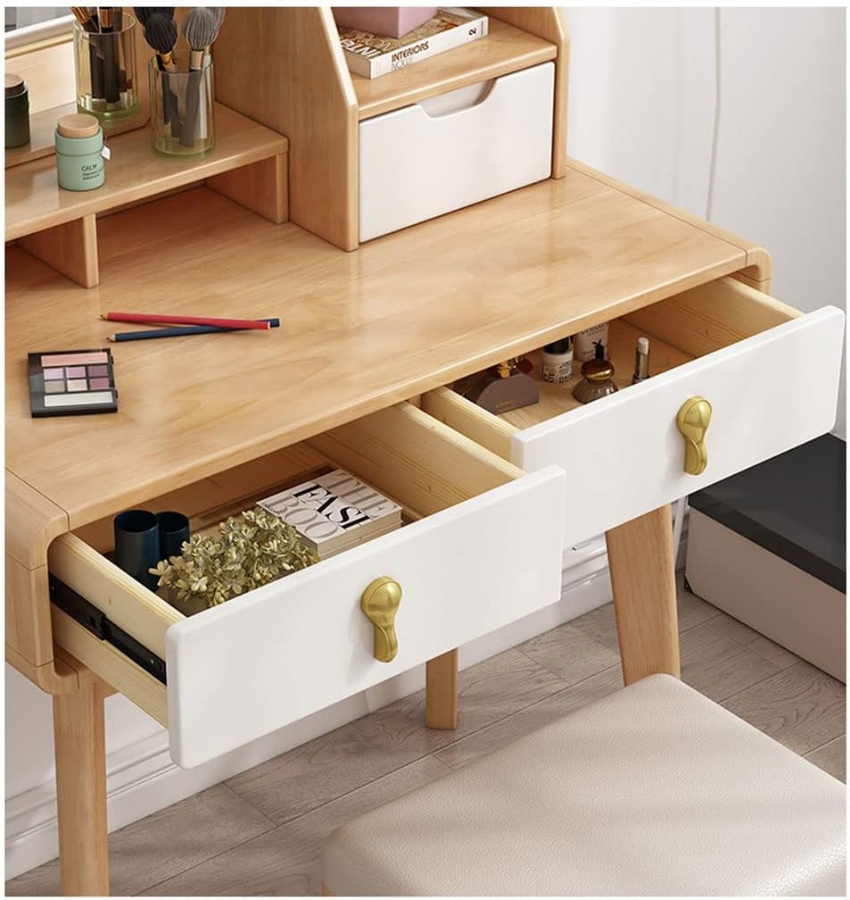 Vanity Benches Vanity Table Set with Lighted Mirror Ladies Fashion Makeup Table Modern Small Makeup Table for Bedroom Dresser with Drawers (Color : A, Size : L70CM)