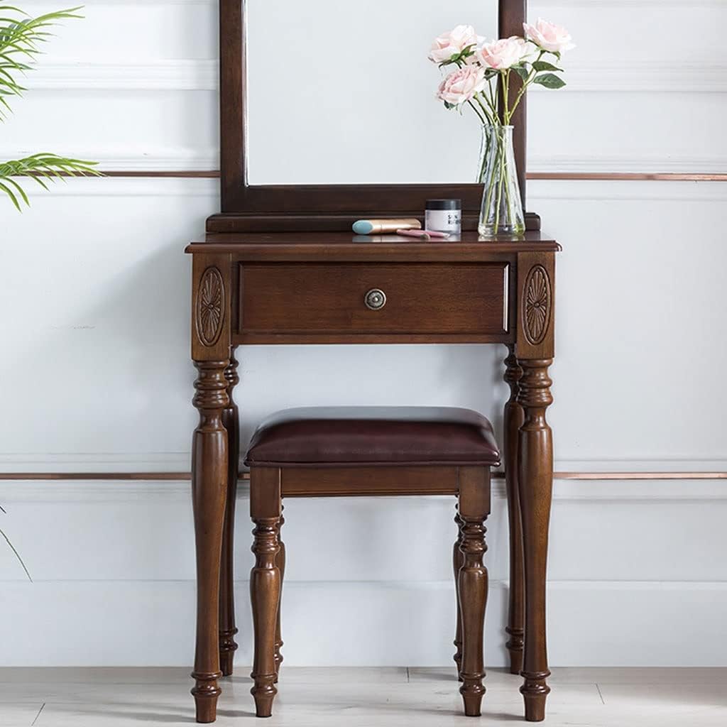 Vanity Benches Dresser Set Modern Minimalist Dressing Table Bedroom Vanity Table, Dressing Table + Makeup Stool + Drawer (Color : A)