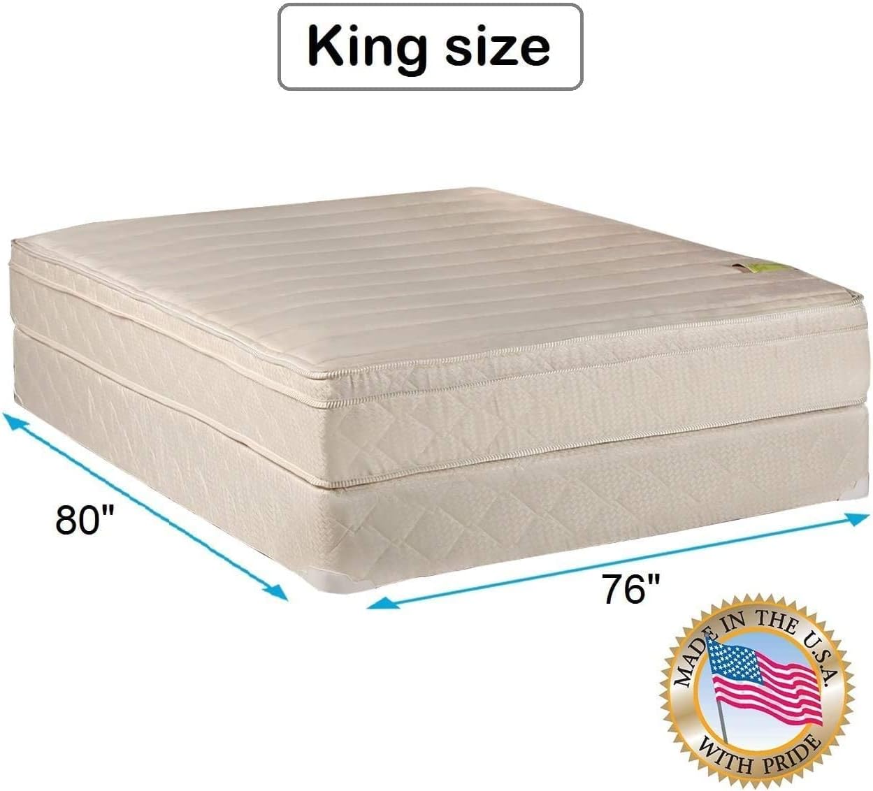 DS USA Comfort Pedic Firm PillowTop Eurotop Mattress Set with Metal Bed Frame (King Size) - Sleep System with Enhanced Foam Encased Cushion Support, Orthopedic, Longlasting Comfort, Premium Edge Guard