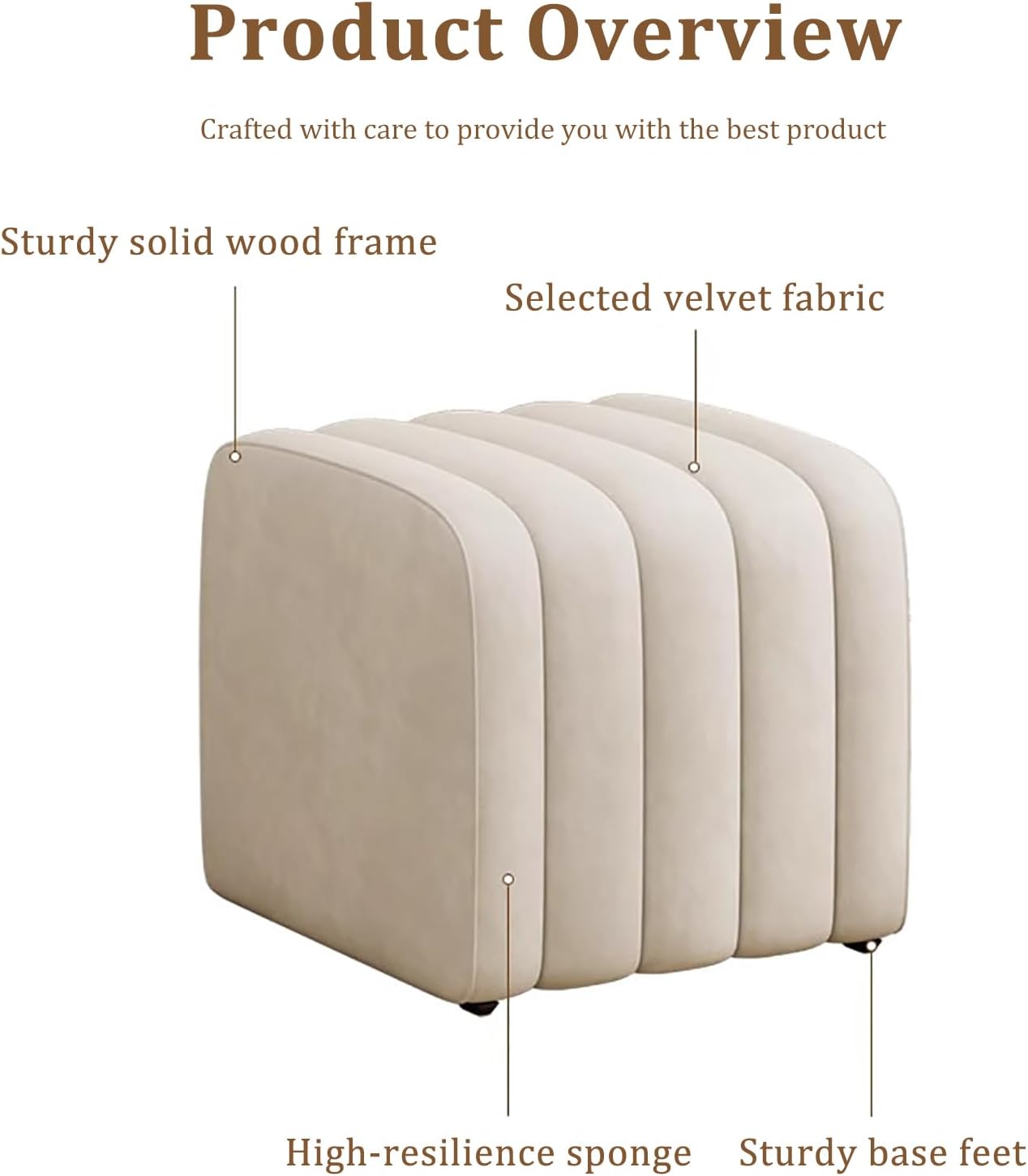 Velvet End of Bed Bench, Toast Entrance Shoe Bench, Solid Wood Vanity Stool Soft Foot Rest for Bedroom Living Room Corridor Entrance Dressing Room Store(60x40x40cm, Brown)