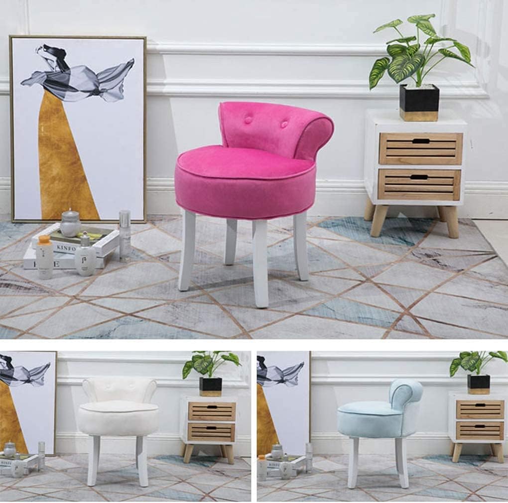 vanity stool makeup bench Vanity Benches Chair Padded Lounge Makeup Stool Fan Back Dressing Chair Piano Stool Cushioned Stool With Solid Wood Legs, Sitting 44cm / 17.32 Inch ( Color : Red White Legs )