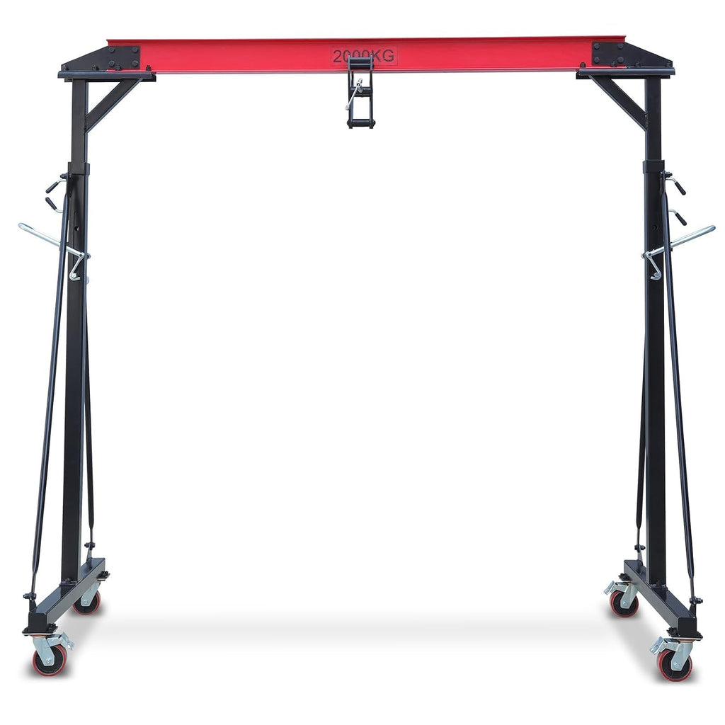4400LBS Adjustable Gantry Crane Portable Shop Hoist with 360° Locking Wheels Height Adjustable from 96.5 to 143.7 Inches for Workshop Garage Factory Heavy Duty Lifting Equipment