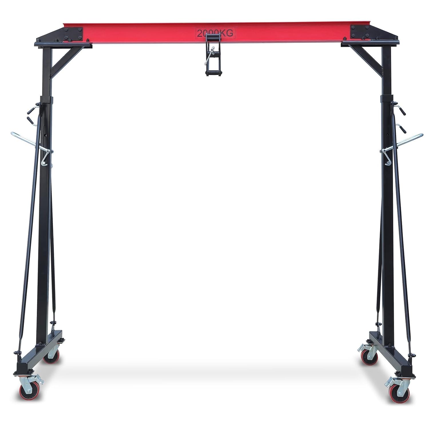 4400LBS Adjustable Gantry Crane Portable Shop Hoist with 360° Locking Wheels Height Adjustable from 96.5 to 143.7 Inches for Workshop Garage Factory Heavy Duty Lifting Equipment