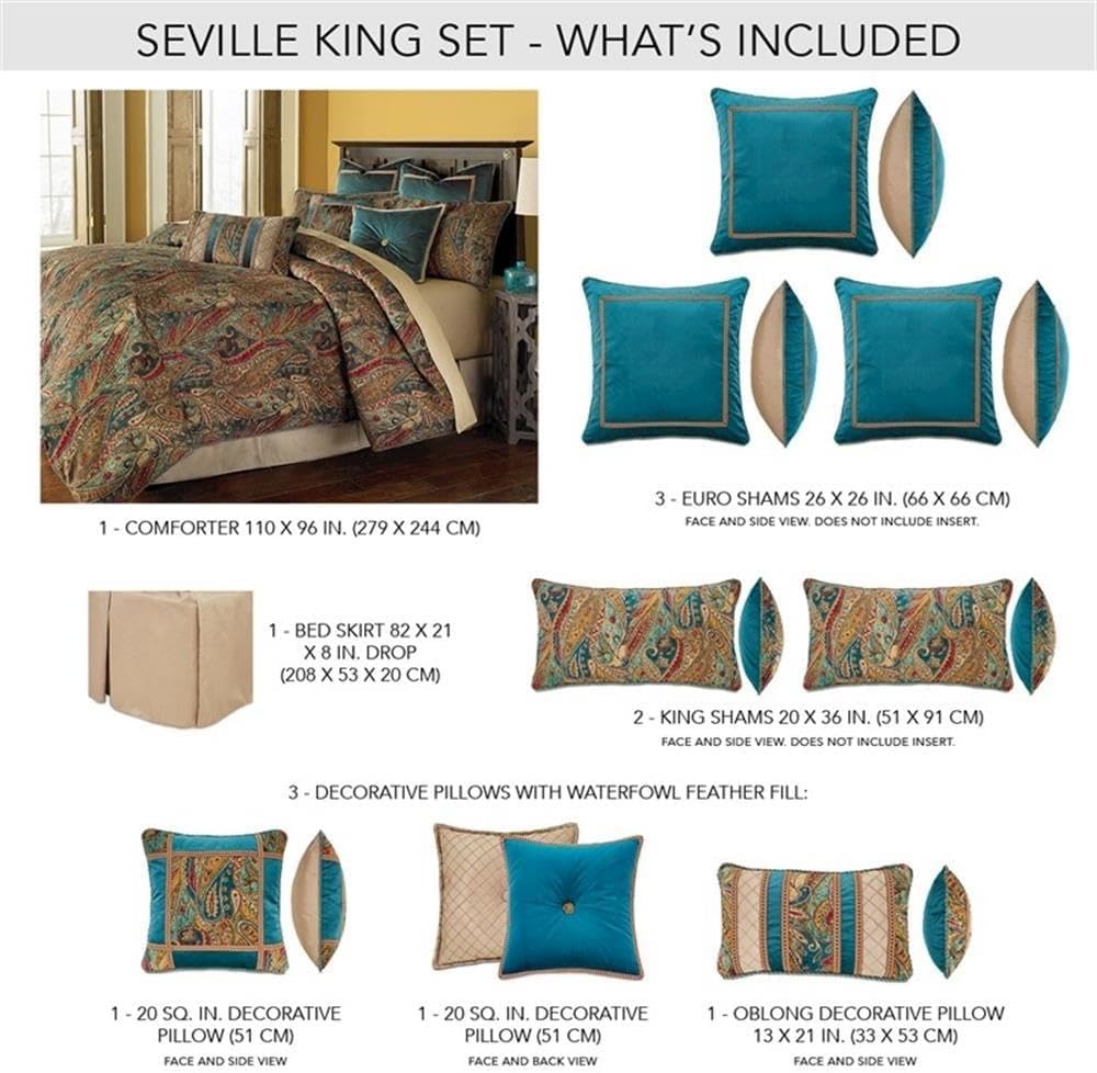Michael Amini BCS-KS10-SEVILE-HNY 10 Piece Seville Comforter Set, King, Honey