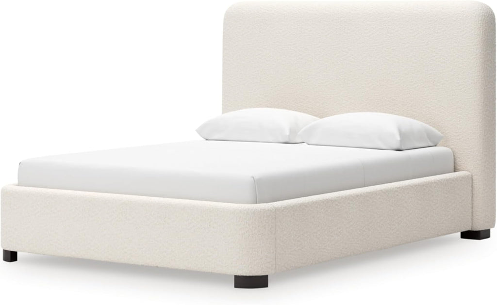 Signature Design by Ashley Brandinlane Casual Queen Upholstered Bed, Foundation/Box Spring Required, Nuvella Cleanable Performance Fabric, 54.63' High, Beige