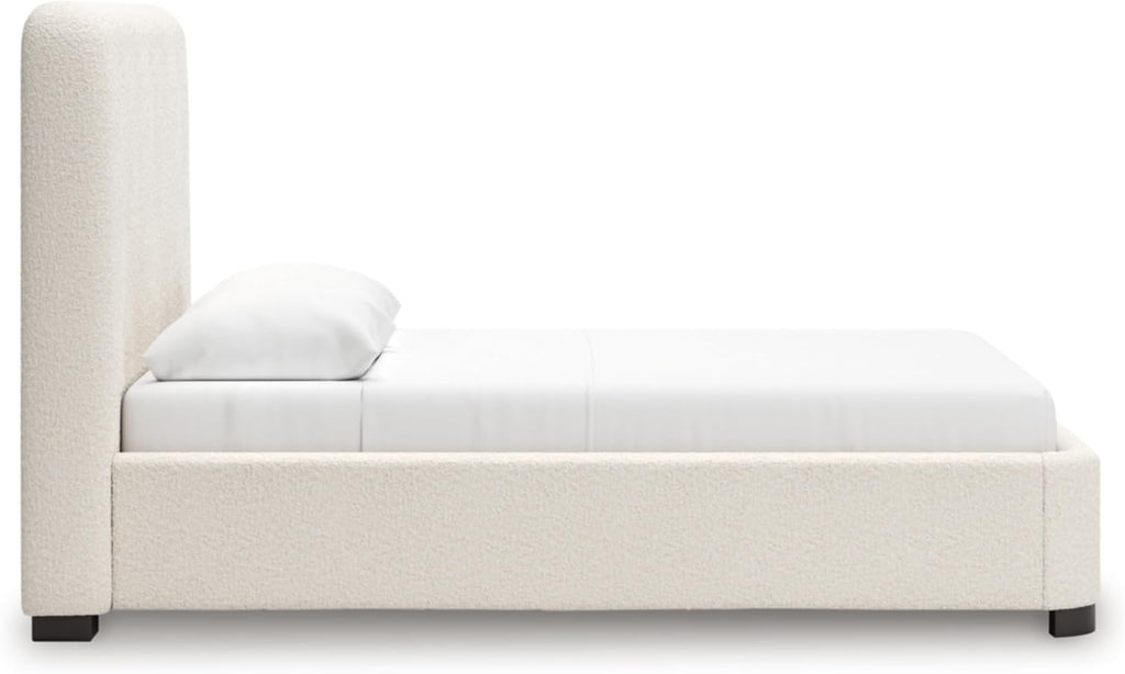 Signature Design by Ashley Brandinlane Casual Queen Upholstered Bed, Foundation/Box Spring Required, Nuvella Cleanable Performance Fabric, 54.63' High, Beige